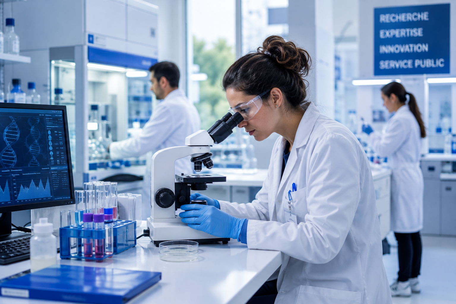 Professionnels de laboratoire et de biologie à l'hôpital public